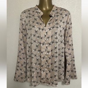 Banana Republic Pink/white Floral Bell-Sleeve Blouse - Size Small